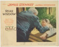 8z1302 REAR WINDOW LC #3 1954 Alfred Hitchcock, Raymond Burr pushes Jimmy Stewart out of window!