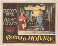 8z1321 ROMAN HOLIDAY LC #3 1953 naked Princess Audrey Hepburn covered only by a towel!