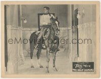 8z1329 ROUGH DIAMOND LC 1921 great image of Tom Mix riding his horse inside a building, rare!