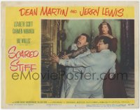 8z1340 SCARED STIFF LC #2 1953 Dean Martin & Jerry Lewis fight with Jack Lambert in suit of armor!