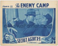 8z1347 SECRET AGENT X-9 chapter 11 LC 1937 close up of two men fighitng at The Enemy Camp!