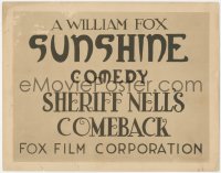 8z0836 SHERIFF NELL'S COMEBACK TC 1920 William Fox Sunshine Comedy, Polly Moran, ultra rare!