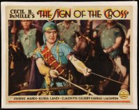 8z1355 SIGN OF THE CROSS linen LC 1932 Cecil B. DeMille, best c/u of Fredric March in chariot race!