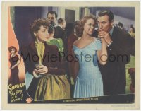 8z1361 SMASH-UP LC #8 1946 pretty smiling Susan Hayward gives drink to Lee Bowman at party!