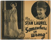 8z0843 SOMEWHERE IN WRONG TC 1925 solo Stan Laurel one year before he teamed up with Hardy, rare!