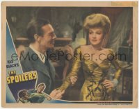8z1376 SPOILERS LC 1942 Randolph Scott holding the hand of Marlene Dietrich in wild gold gown!