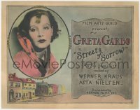 8z0849 STREETS OF SORROW TC 1927 wonderful portrait of young Greta Garbo, G.W. Pabst, ultra rare!