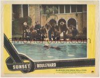 8z1398 SUNSET BOULEVARD LC #2 1950 police fish William Holden's dead body out of swimming pool!