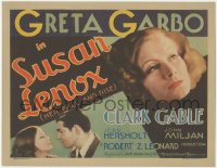 8z0850 SUSAN LENOX: HER FALL & RISE TC 1932 Greta Garbo teamed with young Clark Gable, ultra rare!