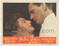 8z1413 THELMA JORDON LC #3 1950 super close up of Wendell Corey about to kiss Barbara Stanwyck!