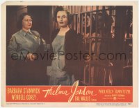8z1414 THELMA JORDON LC #8 1950 prison matron takes Barbara Stanwyck out of her jail cell!