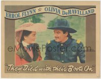 8z1417 THEY DIED WITH THEIR BOOTS ON LC 1941 romantic close up of Errol Flynn & Olivia De Havilland!