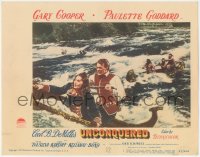 8z1444 UNCONQUERED LC #6 1947 Indians chase Gary Cooper & Paulette Goddard towards waterfall!
