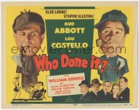 8z0870 WHO DONE IT TC R1954 detectives Bud Abbott & Lou Costello with Sherlock hats & pipes, rare!