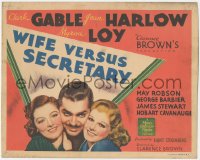 8z0872 WIFE VERSUS SECRETARY TC 1936 Clark Gable between Jean Harlow & Myrna Loy, ultra rare!