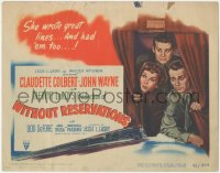 8z0873 WITHOUT RESERVATIONS TC 1946 art of John Wayne, Claudette Colbert & Don DeFore + train!