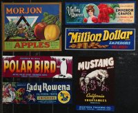 9a0287 LOT OF 6 1930S-40S FRUIT AND VEGETABLE CRATE LABELS 1930s-1940s apples, grapes & more!