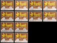 9a0289 LOT OF 12 1950S FRANK'S EGGS CRATE LABELS 1950s fresh poultry, quality guaranteed!