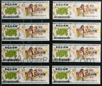 9a0262 LOT OF 8 1930S SQUAW GROCERY CAN LABELS 1930s cool Native American art, choice sifted peas!