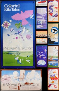 9a0159 LOT OF 14 UNFOLDED COLORFUL KITE TALES 19X37 MUSEUM EXHIBITION POSTERS 1983 colorful art!