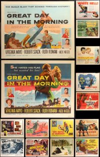 9a0079 LOT OF 17 MOSTLY UNFOLDED 1950S HALF-SHEETS 1950s great images from a variety of movies!