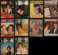 9a0467 LOT OF 10 MAGAZINES WITH ELIZABETH TAYLOR COVERS 1950s-1970s great images & articles!