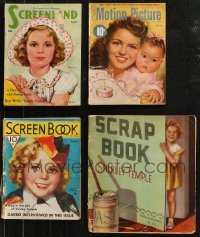 9a0472 LOT OF 3 MAGAZINES WITH SHIRLEY TEMPLE COVERS AND 1 SCRAPBOOK 1930s-1940s great images!
