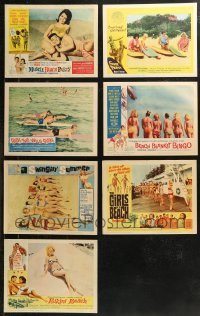 9a0446 LOT OF 7 LOBBY CARDS FROM 1960S BEACH MOVIES 1960s Ride the Wild Surf, Surf Party & more!