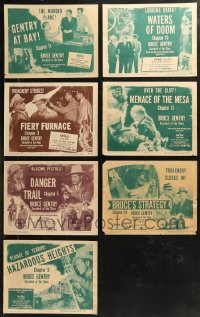 9a0448 LOT OF 7 BRUCE GENTRY DAREDEVIL OF THE SKIES TITLE CARDS 1949 all from different chapters!