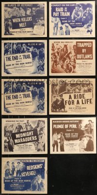 9a0443 LOT OF 9 ROAR OF THE IRON HORSE TITLE CARDS 1951 all from different serial chapters!