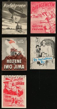 9a0620 LOT OF 5 JOHN WAYNE DANISH PROGRAMS 1930s-1950s great different images!