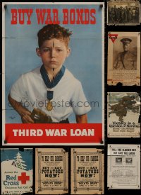 9a0044 LOT OF 8 UNFOLDED AND FORMERLY FOLDED WAR POSTERS 1910s-1940s a variety of cool images!