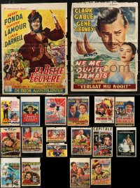 9a0156 LOT OF 19 FORMERLY FOLDED BELGIAN POSTERS 1950s-1970s great images from a variety of movies!