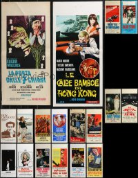 9a0101 LOT OF 18 FORMERLY FOLDED ITALIAN LOCANDINAS 1960s-1980s a variety of cool movie images!