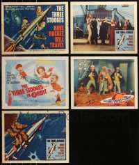 9a0453 LOT OF 5 THREE STOOGES LOBBY CARDS 1959-1962 In Orbit & Have Rocket Will Travel!