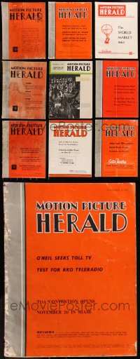 9a0484 LOT OF 10 MOTION PICTURE HERALD EXHIBITOR MAGAZINES 1943-1967 great images & articles!