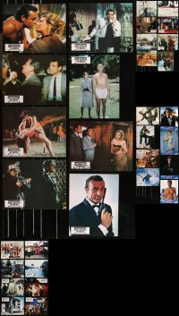 9a0249 LOT OF 48 JAMES BOND FRENCH LOBBY CARDS 1970s-2000s incomplete sets from several 007 movies!