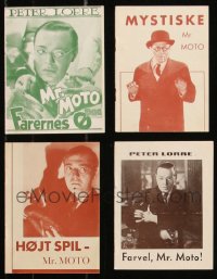 9a0622 LOT OF 4 PETER LORRE AS MR. MOTO DANISH PROGRAMS 1938-1942 cool different images!