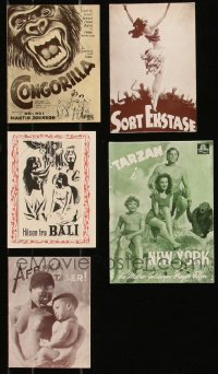 9a0619 LOT OF 5 JUNGLE DANISH PROGRAMS 1930s-1940s great images from Congorilla, Tarzan & more!