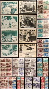 9a0358 LOT OF 132 RE-RELEASE SERIAL LOBBY CARDS R1950s incomplete sets from several movies!
