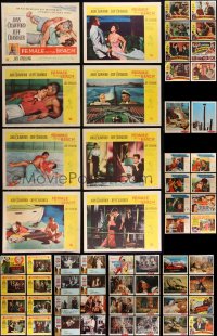 9a0371 LOT OF 90 LOBBY CARDS 1950s-1970s mostly complete sets from a variety of different movies!