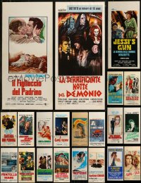 9a0098 LOT OF 21 UNFOLDED AND FORMERLY FOLDED ITALIAN LOCANDINAS 1950s-1970s cool movie images!