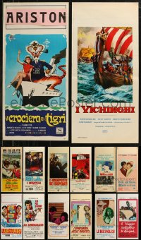 9a0105 LOT OF 14 UNFOLDED AND FORMERLY FOLDED ITALIAN LOCANDINAS 1950s-1970s cool movie images!