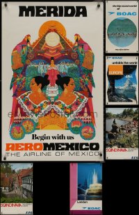 9a0045 LOT OF 7 UNFOLDED TRAVEL POSTERS 1970s great images of popular destinations!