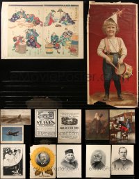 9a0014 LOT OF 13 UNFOLDED MISCELLANEOUS POSTERS 1820s-1940s a variety of cool images!