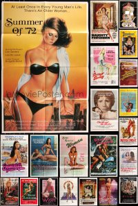 9a0328 LOT OF 39 FOLDED SEXPLOITATION ONE-SHEETS 1970s-1980s sexy images with some nudity!
