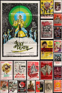 9a0332 LOT OF 31 FOLDED KUNG FU ONE-SHEETS 1970s-1980s great images from martial arts movies!