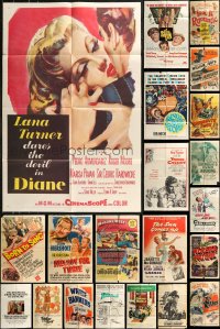 9a0336 LOT OF 24 FOLDED ONE-SHEETS 1930s-1960s great images from a variety of different movies!