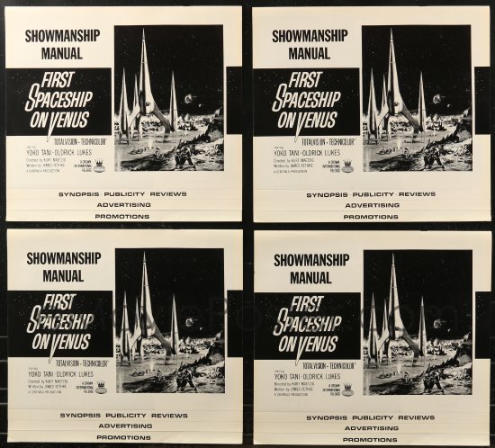 : 9a0039 LOT OF 6 UNCUT FIRST SPACESHIP ON VENUS PRESSBOOKS  1960 cool sci-fi advertising images!