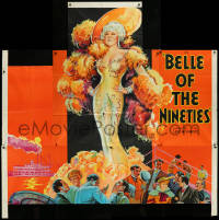 9b0001 BELLE OF THE NINETIES 6sh 1934 great full-length stone litho art of Mae West, ultra rare!
